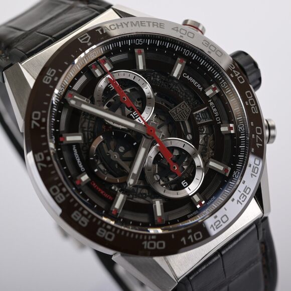 TAG Heuer Carrera CAR201U-0 Skeleton Brown Automatic 43mm Men's Watch - Picture 6 of 12